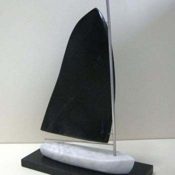 Sculpture titled "Sailing boat" by Jef Geerts, Original Artwork, Stone