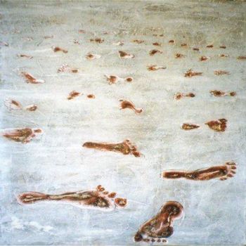 Pittura intitolato "Le pas perdu" da Eric Jégat, Opera d'arte originale, Olio Montato su Telaio per barella in legno