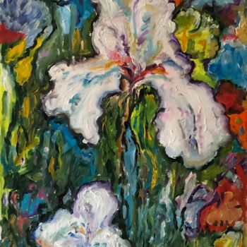 Painting titled "Flowers story" by Jelena Linda Andjelkovic, Original Artwork, Oil