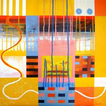 Schilderij getiteld "abstract in geel 3" door Jelly Timmer, Origineel Kunstwerk