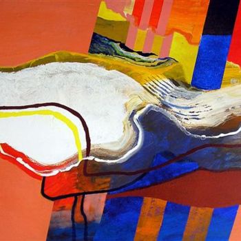 Schilderij getiteld "abstract in rood 2" door Jelly Timmer, Origineel Kunstwerk