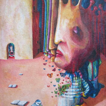 Peinture intitulée "L'étroit couloir de…" par Jems Cehes, Œuvre d'art originale, Acrylique Monté sur Autre panneau rigide