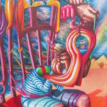 Pintura titulada "Un géant sur une ép…" por Jems Cehes, Obra de arte original, Acrílico Montado en Bastidor de camilla de ma…