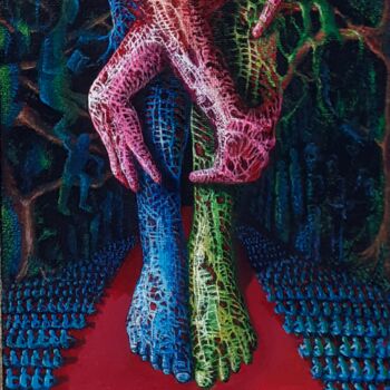 Peinture intitulée "La transe humaine (…" par Jems Cehes, Œuvre d'art originale, Acrylique Monté sur Panneau de bois