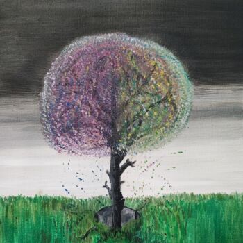 Pittura intitolato "L'arbre à couleurs" da Jérémy Magnanou (Jemy-Art), Opera d'arte originale, Olio Montato su Telaio per ba…