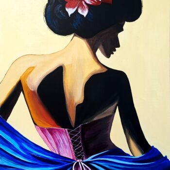 Malarstwo zatytułowany „Élégante en corset” autorstwa Jérémy Magnanou (Jemy-Art), Oryginalna praca, Akryl Zamontowany na Dre…