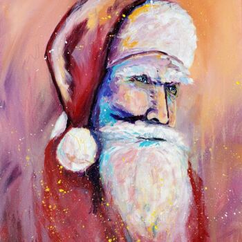 Peinture intitulée "Santa, in Bold Color" par Jen Baum, Œuvre d'art originale, Acrylique