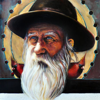 Painting titled "czarodziej" by Jena Polak, Original Artwork, Oil