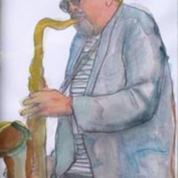 Pintura intitulada "jazz1" por Jena Polak, Obras de arte originais, Aquarela