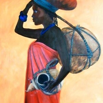 Painting titled "Calabash Girl of Af…" by Jeni Smithies, Original Artwork, Oil