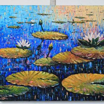 「" Водяные лилии "」というタイトルの絵画 Jeniusによって, オリジナルのアートワーク, オイル