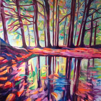 Painting titled "Reflections" by Jennie Smallenbroek, Original Artwork, Oil Mounted on Wood Stretcher frame