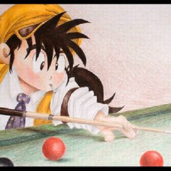 Painting titled "Billiards Anime" by Jennie Yuen, Original Artwork, Other