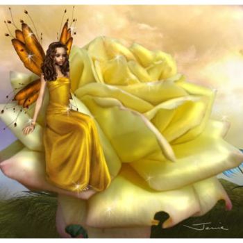 Digital Arts titled "Yellow Rose Faery" by Jennie Yuen, Original Artwork, 3D Modeling