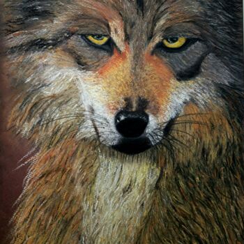 Painting titled "Wolf" by Jennifer Baste, Original Artwork, Pastel