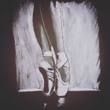 Drawing titled "Chaussons de danseu…" by Jennifer Jane, Original Artwork, Pencil