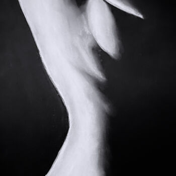 Dessin intitulée "Femme pudique" par Jennifer Jane, Œuvre d'art originale, Fusain