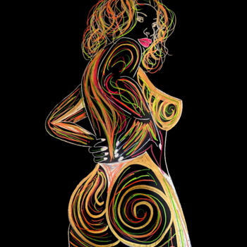 Pintura intitulada "Body painting 6" por Jennifer Jane, Obras de arte originais, Acrílico