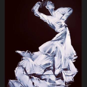 Desenho intitulada "Flamenco 2" por Jennifer Jane, Obras de arte originais, Carvão