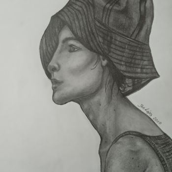 Drawing titled "Mujer 2" by Jennifer Lopez, Original Artwork, Graphite