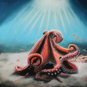Картина под названием "La belle aux tentac…" - Jennifer Tyrode, Подлинное произведение искусства, Пастель
