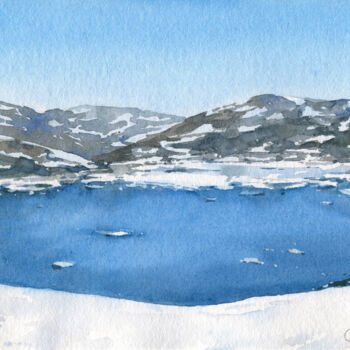Painting titled "Norwegian Mountain…" by Jenny Klein, Original Artwork, Watercolor
