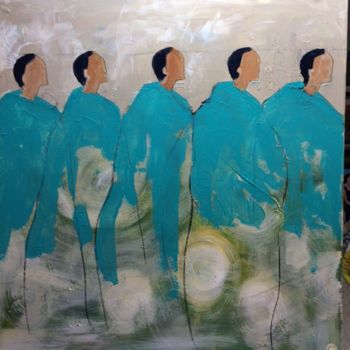 Painting titled "procession" by Jenny Roussat, Original Artwork, Acrylic