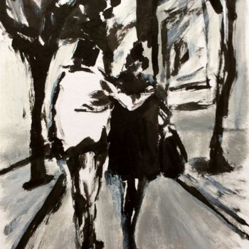 Peinture intitulée "Promenade" par Jenny Darrot, Œuvre d'art originale, Encre