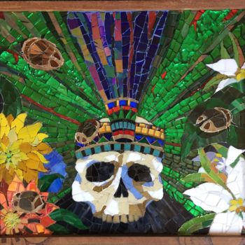 Rzemiosło artystyczne zatytułowany „Aztec skull” autorstwa Jenny Van Der Ree, Oryginalna praca, Wystrój domu