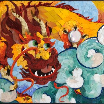 Collages titulada "Dragon's Pearl" por Jenny Van Der Ree, Obra de arte original, Otro