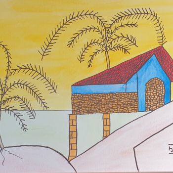 Peinture intitulée "Les palmiers" par Jean-Eric Noël (Jeno), Œuvre d'art originale, Aquarelle