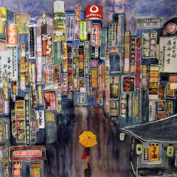 Painting titled "Tokio Nights" by Jens Hoffmann, Original Artwork, Acrylic