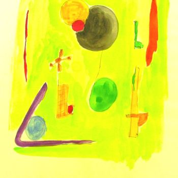 Malarstwo zatytułowany „18-le ballon rouge.…” autorstwa Jens, Oryginalna praca, Akwarela