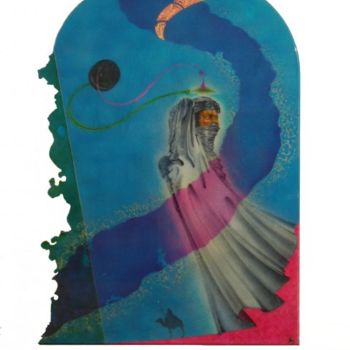 제목이 "rêve de sable"인 미술작품 Jens로, 원작, 래커 나무 들것 프레임에 장착됨