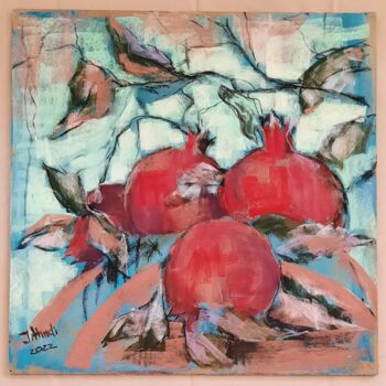 Painting titled "Pomegranates" by Jenya Art, Original Artwork, Pastel