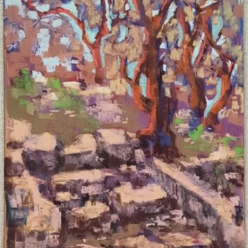 Картина под названием "Old olive garden" - Jenya_art, Подлинное произведение искусства, Пастель