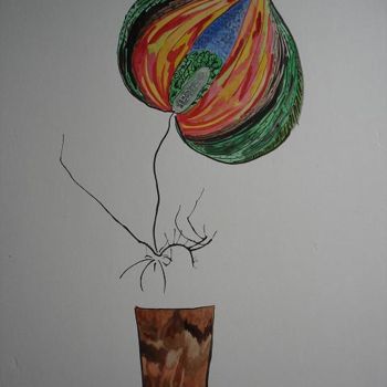 Dessin intitulée "un coeur d'artichaut" par Jepoy, Œuvre d'art originale