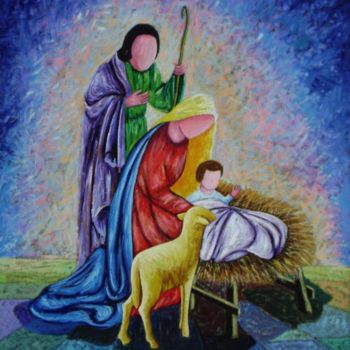 Painting titled "Natividade" by Jerci Maccari, Original Artwork, Oil