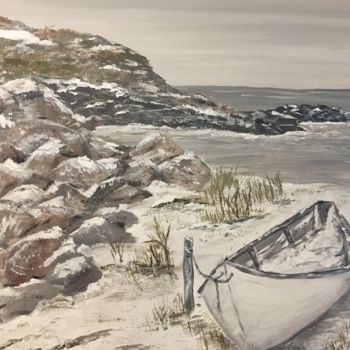 Pittura intitolato "Boat in the Snow" da Joan Reilly, Opera d'arte originale, Acrilico