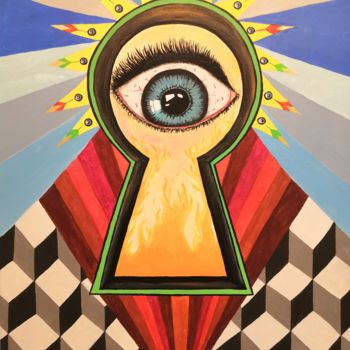 Painting titled "sous son oeil" by Jeremy Beaucousin, Original Artwork, Acrylic