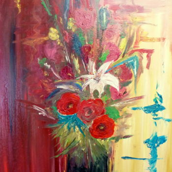 Painting titled "bouquet de fleurs c…" by Jeremy Beaucousin, Original Artwork