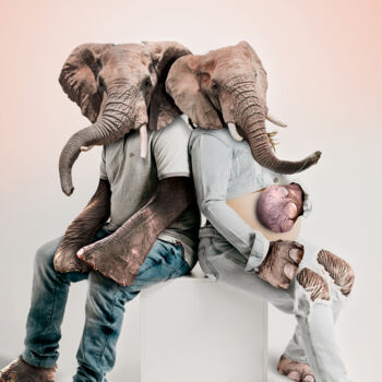 Digital Arts titled "elephant family pho…" by Jeremy Bourgois (Nyssop design), Original Artwork, Manipulated Photography Mou…