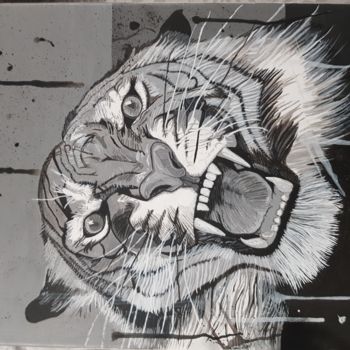 Painting titled "ABSTRACT TIGER" by Jeremy Debaisieux, Original Artwork, Acrylic