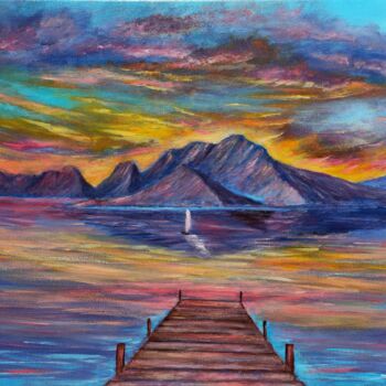 Painting titled "Lac d'Annecy #Artis…" by Jeremy Duforest, Original Artwork, Acrylic
