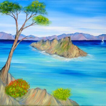 Peinture intitulée "Ile de Port Cros vu…" par Jeremy Duforest, Œuvre d'art originale, Huile