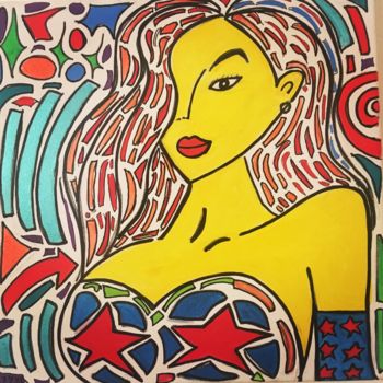 Peinture intitulée "womanpopart2.jpg" par Jyja, Œuvre d'art originale, Acrylique