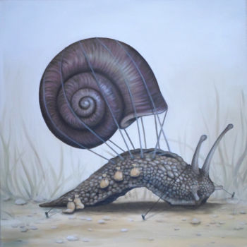 Painting titled "Escargot Ballon" by Jérémy Piquet, Original Artwork, Oil