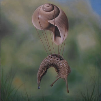 Pintura titulada "Escargot Volant" por Jérémy Piquet, Obra de arte original, Oleo