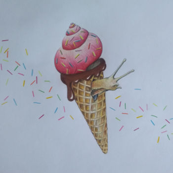Rysunek zatytułowany „Escargot glace” autorstwa Jérémy Piquet, Oryginalna praca, Ołówek Zamontowany na Karton