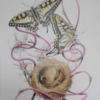 Dessin intitulée "Les parents gardent…" par Jérémy Piquet, Œuvre d'art originale, Crayon Monté sur Carton